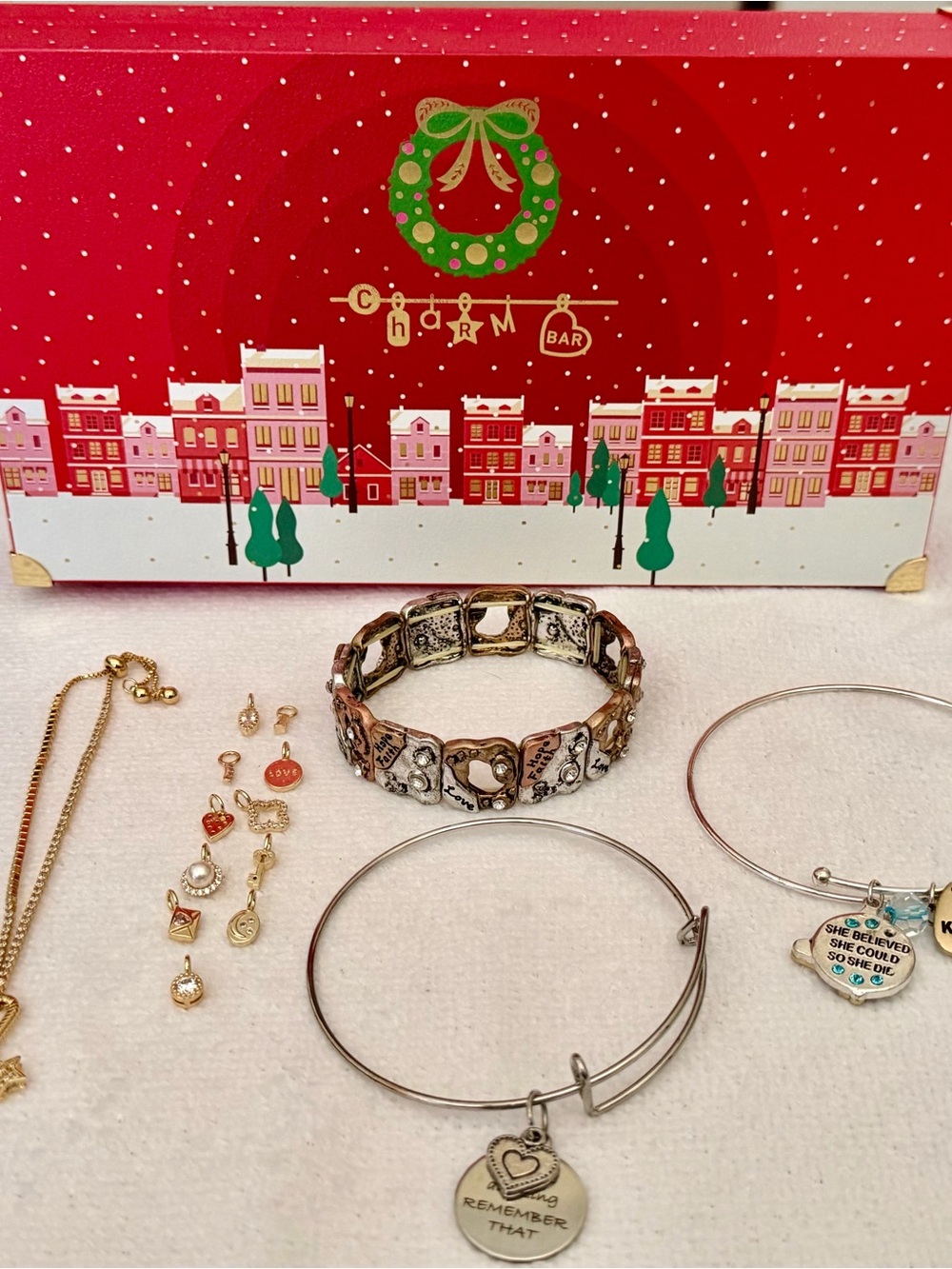 Charm Bar Stacking Bangles & Loose Charms Bracelet Lot⁠